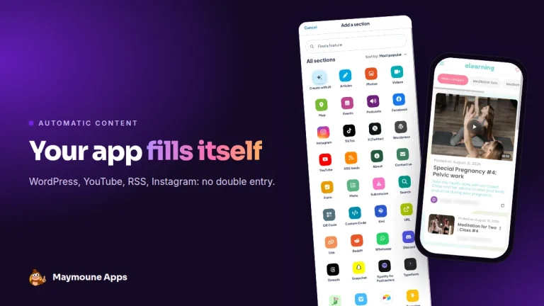 WordPress app,YouTube app,RSS feed app