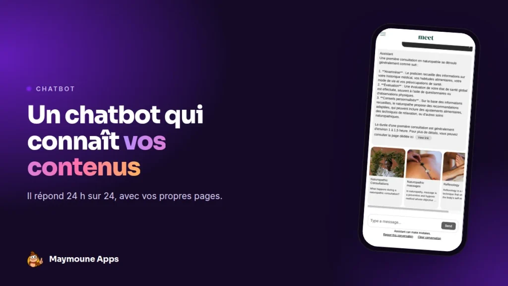chatbot application mobile,chatbot sur vos contenus