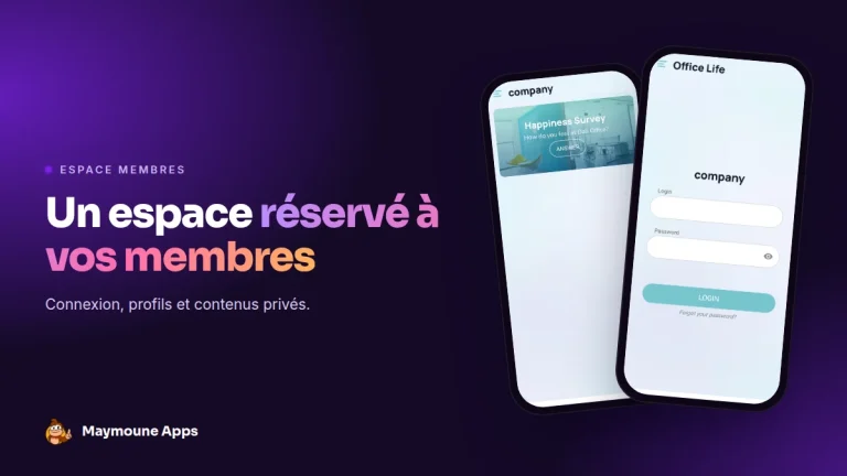 espace membres application,contenu réservé
