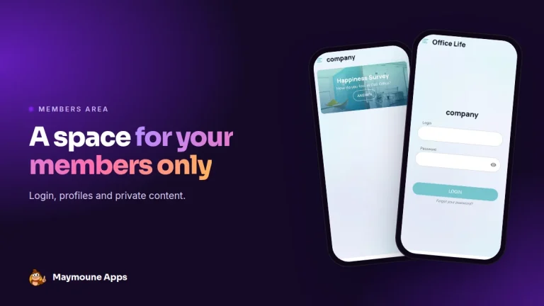 members area app,private content app