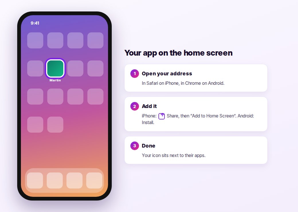 Your app icon on the phone home screen