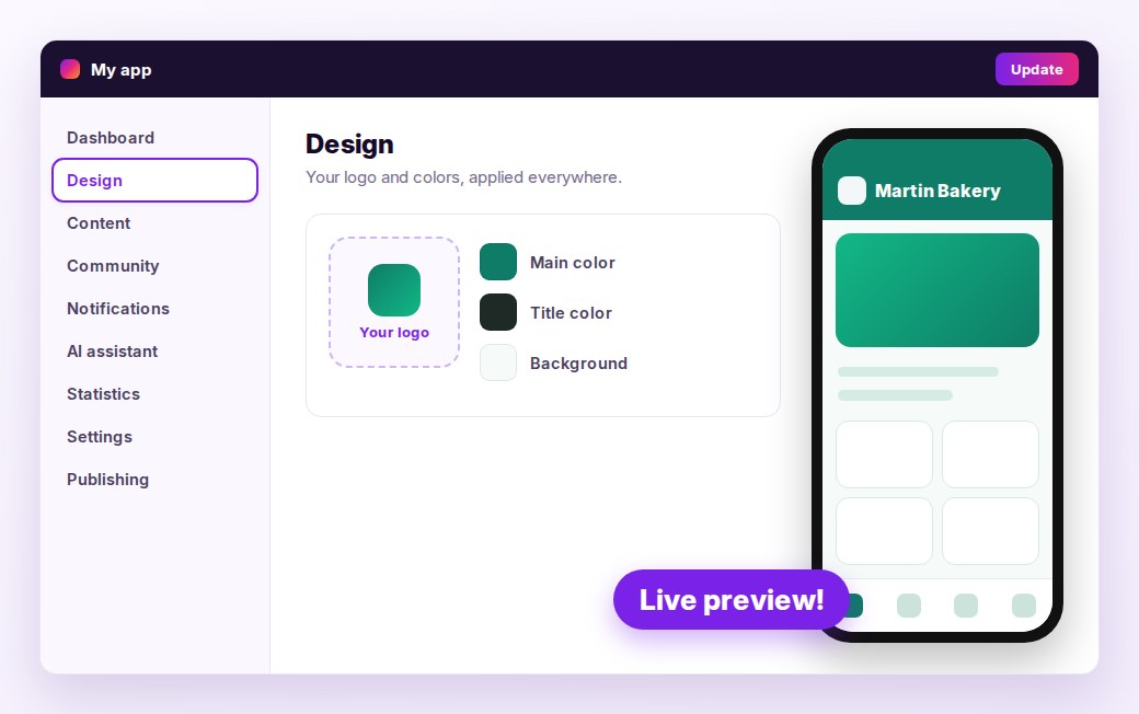 The Maymoune design editor with a live preview