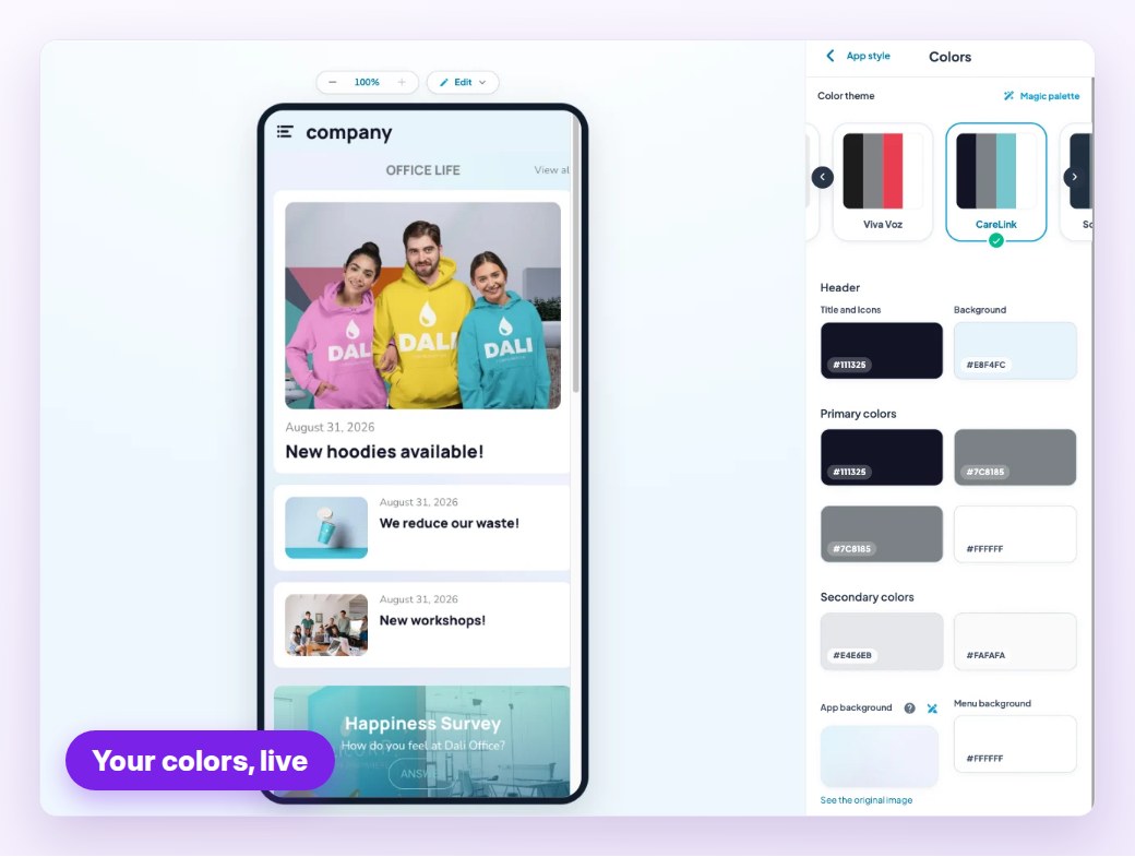 Choosing the colors of your Maymoune app
