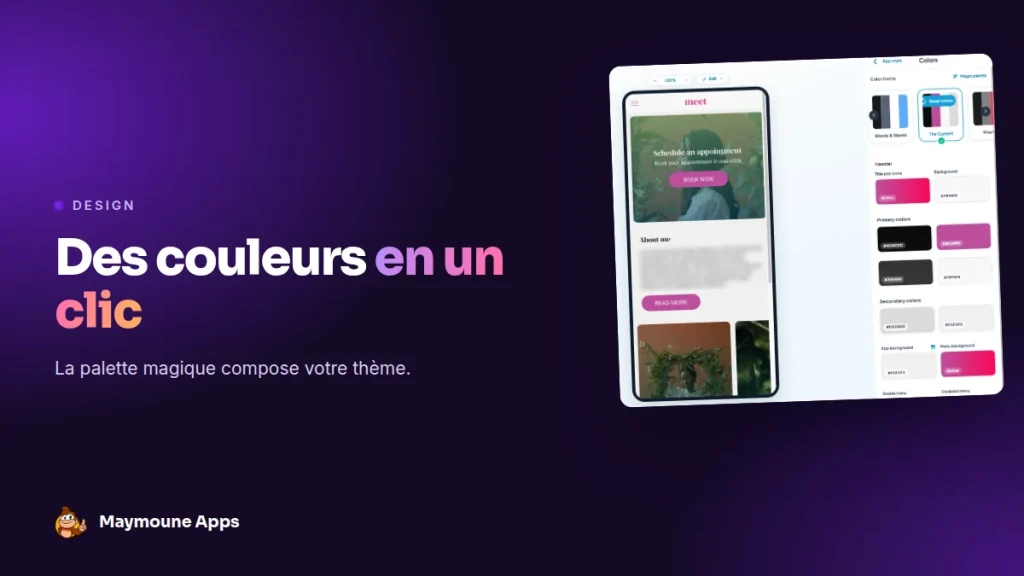 palette couleurs application,couleurs application mobile