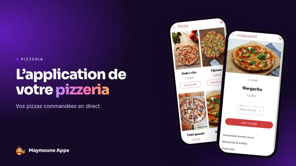 application pizzeria,commande à emporter